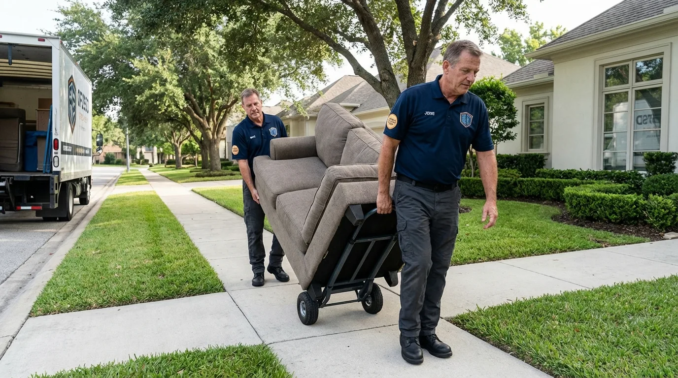 Local residential moving crew loading furniture in Bath, NY